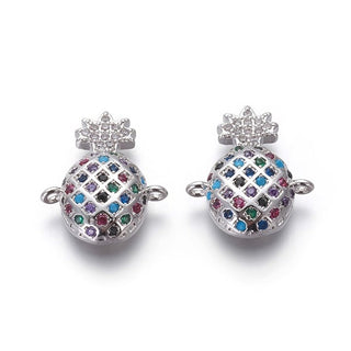 10pc Pineapple Micro Pave Cubic Zirconia Charm Links - Platinum Color 14x16mm