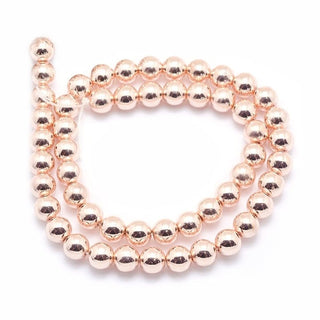 Rose Gold Electroplated Non-magnetic Hematite Bead Strand - 2mm - 4mm - 6mm