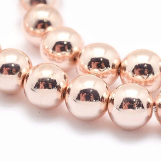Rose Gold Electroplated Non-magnetic Hematite Bead Strand - 2mm - 4mm - 6mm