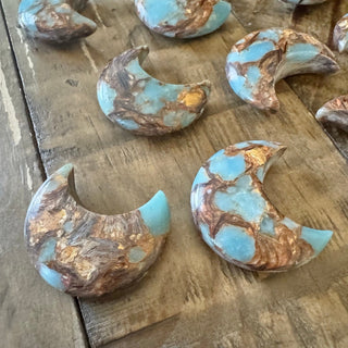 Bronzite and Serpentine Jade Moon Cabochon 25x30mm