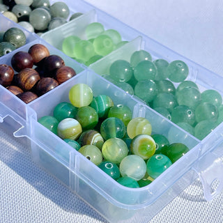 200pc Green Color Palette Stretch Bracelet Bead Kit - DIY - Crafts - Gemstone - Crystal - Wood - Glass