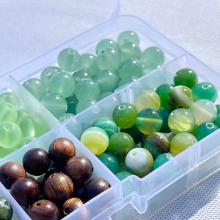 200pc Green Color Palette Stretch Bracelet Bead Kit - DIY - Crafts - Gemstone - Crystal - Wood - Glass