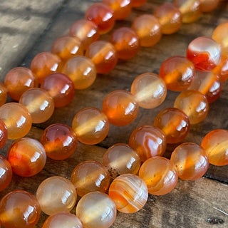 Natural Orange Carnelian Round Bead Strand - 4mm - 6mm - 8mm - 10mm - 12mm