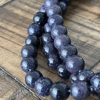 Blue Goldstone Bead Strand - 4mm - 8mm