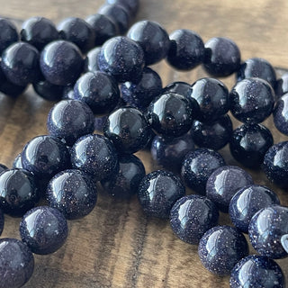 Blue Goldstone Bead Strand - 4mm - 8mm