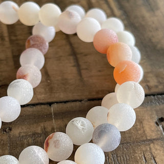 8mm Peach Frosted Druzy Agate Bead Strand