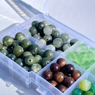 200pc Green Color Palette Stretch Bracelet Bead Kit - DIY - Crafts - Gemstone - Crystal - Wood - Glass