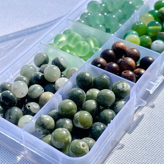 200pc Green Color Palette Stretch Bracelet Bead Kit - DIY - Crafts - Gemstone - Crystal - Wood - Glass