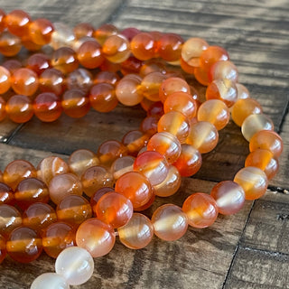 Natural Orange Carnelian Round Bead Strand - 4mm - 6mm - 8mm - 10mm - 12mm