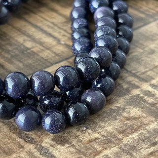 Blue Goldstone Bead Strand - 4mm - 8mm