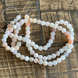 8mm Peach Frosted Druzy Agate Bead Strand
