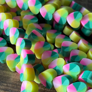 10mm Heart Shape Polymer Clay Bead Strands