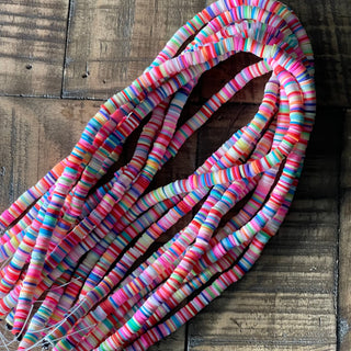 6mm Polymer Clay Beads - Disc - Flat - Rainbow - Red - Blue - Teal - Heishi