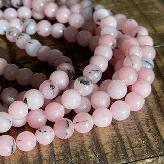 Pink Cherry Blossom Jasper Bead Strand - 6mm - 8mm