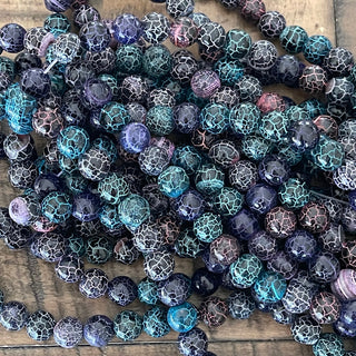 8mm Colorful Crackle Agate Bead Strands - Purple - Blue - Pink - Dark
