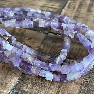4mm Natural Amethyst Cube Bead Strands