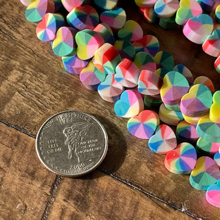 10mm Heart Shape Polymer Clay Bead Strands