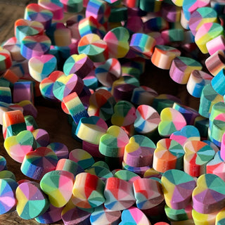 10mm Heart Shape Polymer Clay Bead Strands