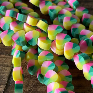 10mm Heart Shape Polymer Clay Bead Strands