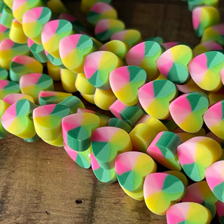 10mm Heart Shape Polymer Clay Bead Strands