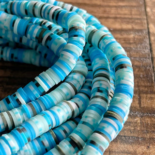 6mm Polymer Clay Beads - Disc - Flat - Rainbow - Red - Blue - Teal - Heishi