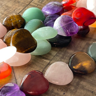 25mm Heart Shaped Gemstone Bead Strand