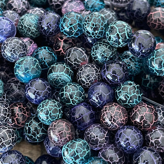 8mm Colorful Crackle Agate Bead Strands - Purple - Blue - Pink - Dark