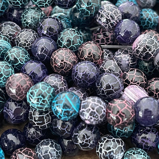 8mm Colorful Crackle Agate Bead Strands - Purple - Blue - Pink - Dark