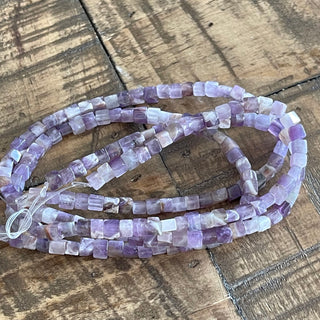 4mm Natural Amethyst Cube Bead Strands