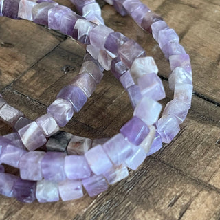 4mm Natural Amethyst Cube Bead Strands