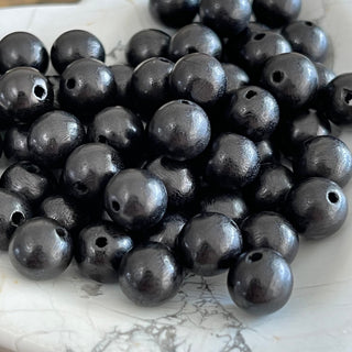 100pc 8mm Coconut Wood Bead Bag - Black