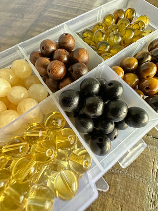 200pc Yellow Color Palette Stretch Bracelet Bead Kit - DIY - Crafts - Gemstone - Crystal - Wood