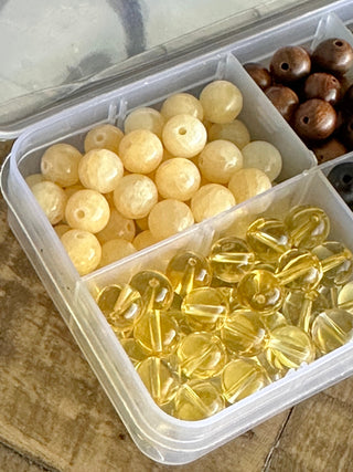 200pc Yellow Color Palette Stretch Bracelet Bead Kit - DIY - Crafts - Gemstone - Crystal - Wood