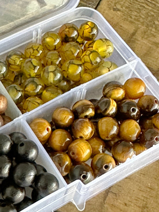 200pc Yellow Color Palette Stretch Bracelet Bead Kit - DIY - Crafts - Gemstone - Crystal - Wood