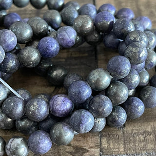 8mm Magenta Golden Pyrite Bead Strand - Half Strand