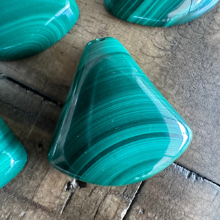Malachite Fan Shaped Pendants - Drilled