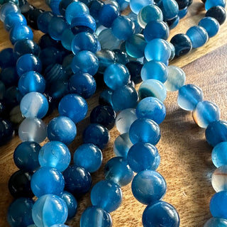 Blue Banded Agate Bead Strand - 6mm 8mm 10mm