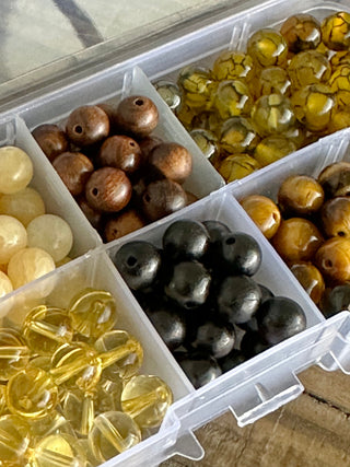 200pc Yellow Color Palette Stretch Bracelet Bead Kit - DIY - Crafts - Gemstone - Crystal - Wood