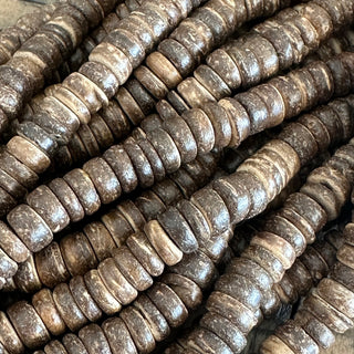 8mm Coconut Wood Rondelle Bead Strand