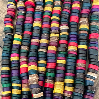 9mm Mixed Color Coconut Disc Wood Bead Strand