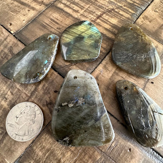 Labradorite Slab Pendants - Drilled