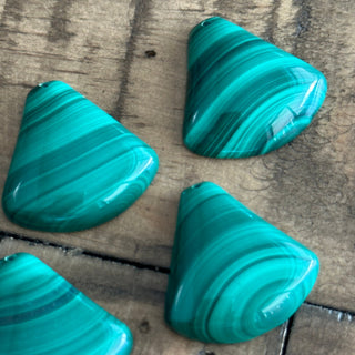 Malachite Fan Shaped Pendants - Drilled