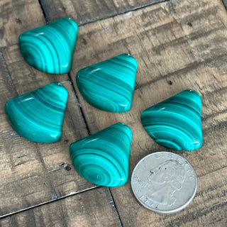 Malachite Fan Shaped Pendants - Drilled