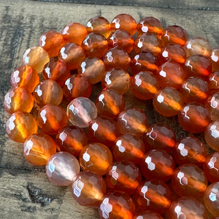128 Faceted Orange Carnelian Bead Strand - 6.5mm - 8mm