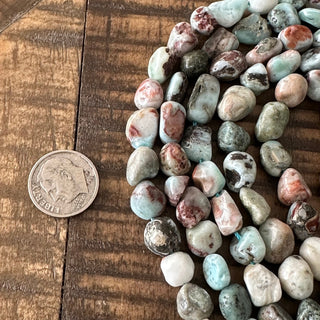 5-8mm Larimar Tumbled Stone Nugget Bead Strand