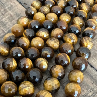 Grade A Faceted Tigers Eye Bead Strand - 4mm - 6mm - 8mm