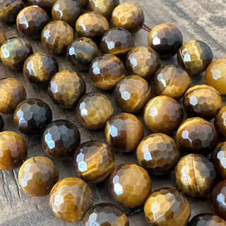 Grade A Faceted Tigers Eye Bead Strand - 4mm - 6mm - 8mm