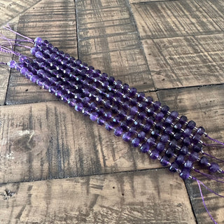 8mm Grade A Rondelle Faceted Amethyst Bead Strands with Seed Beads - Half Strand