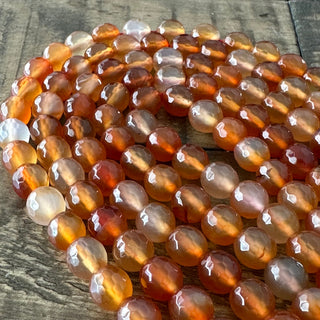 Faceted Orange Carnelian Bead Strand - 4mm - 6mm - 8mm
