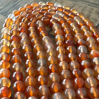 Faceted Orange Carnelian Bead Strand - 4mm - 6mm - 8mm